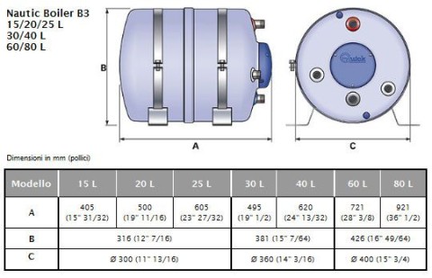 Boiler B3 lt.40 con scambiatore 1200w